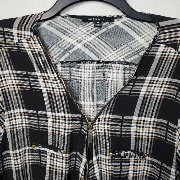 Miss Lili 3x Black/White Plaid Top - Picture 4 of 8